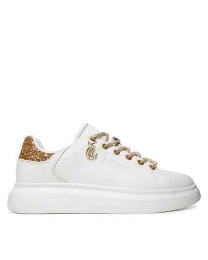 Sneakers Just Cavalli Donna 80RA3SB1 bianco e oro