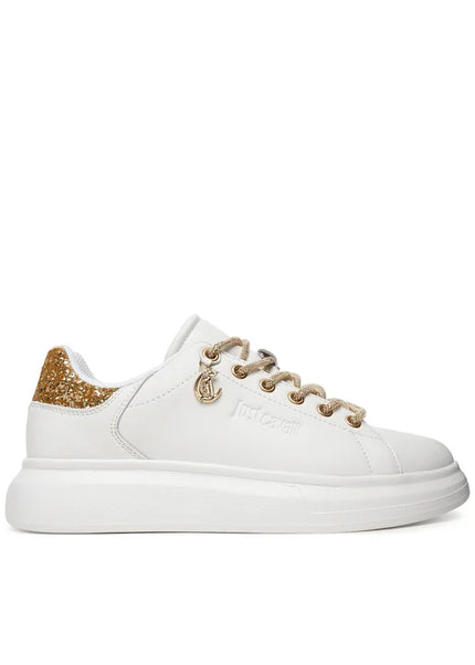Sneakers Just Cavalli Donna 80RA3SB1 bianco e oro