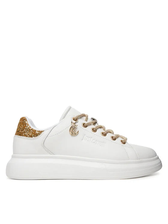 Sneakers Just Cavalli Donna 80RA3SB1 bianco e oro