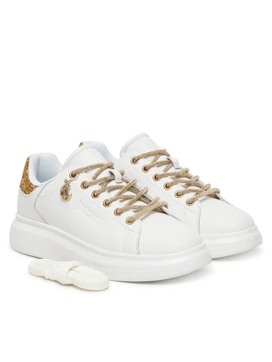 Sneakers Just Cavalli Donna 80RA3SB1 bianco e oro